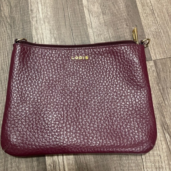 Lodis Handbags - LODIS designer red burgundy wine pebbled leather designer pouch Lagenlook Classy